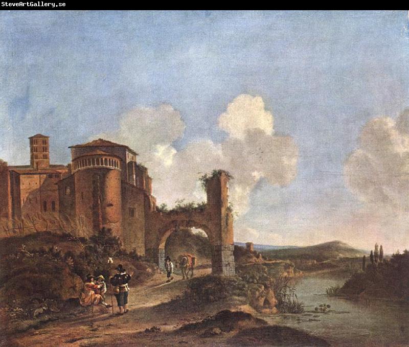 ASSELYN, Jan Italian Landscape with SS. Giovanni e Paolo in Rome